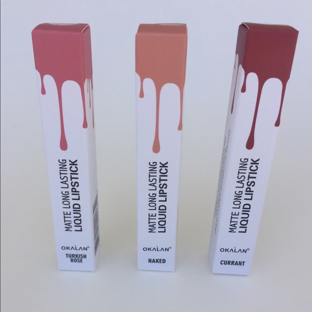 Trio set of matte liquid lipsticks in nude colors